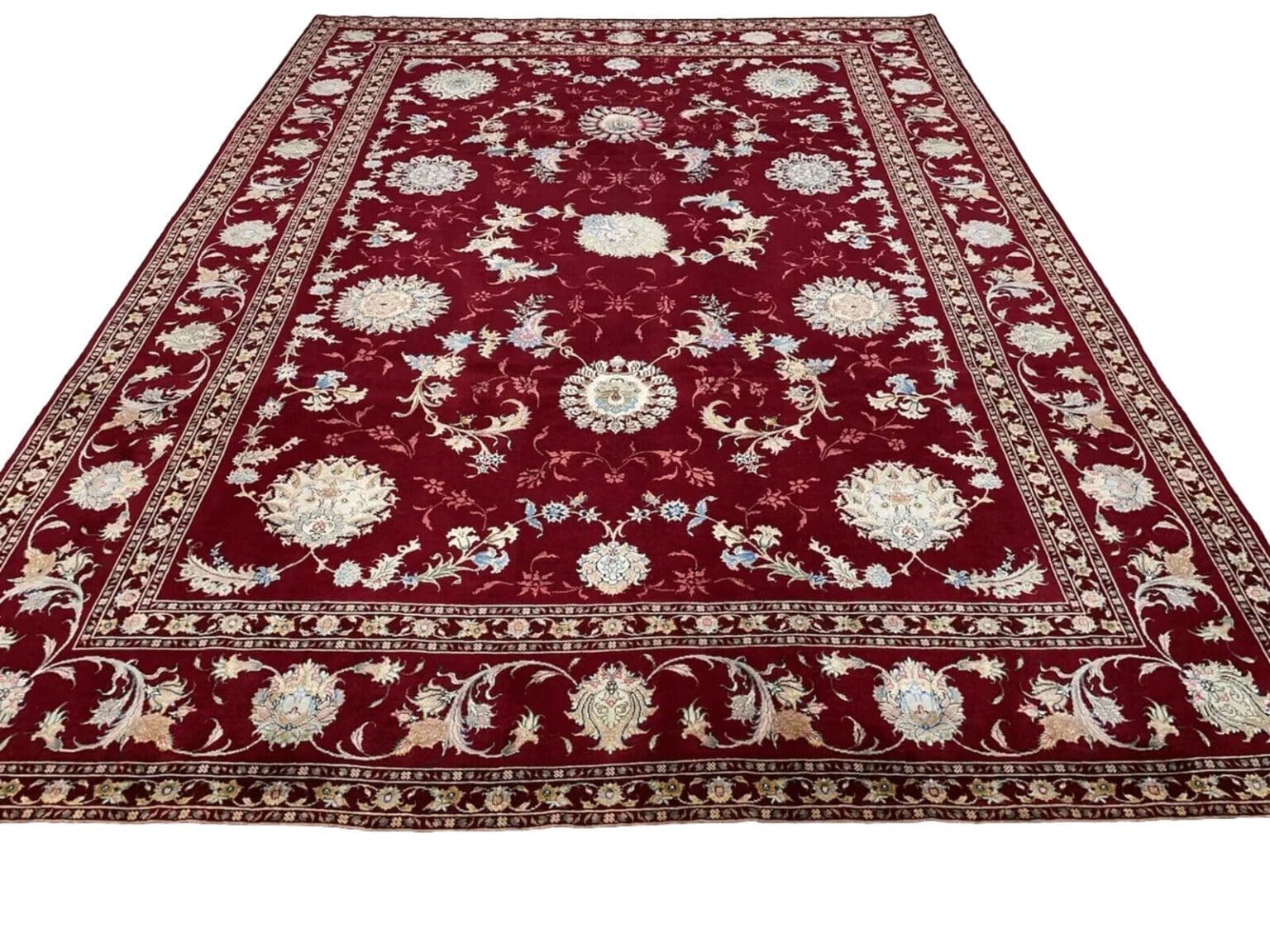 extrem-feiner-tabriz-60-raj-perserteppich-mit-seide-348x248-cm-1-2 Persian Rug Tabriz 348 x 248 cm Silk Hand-knotted
