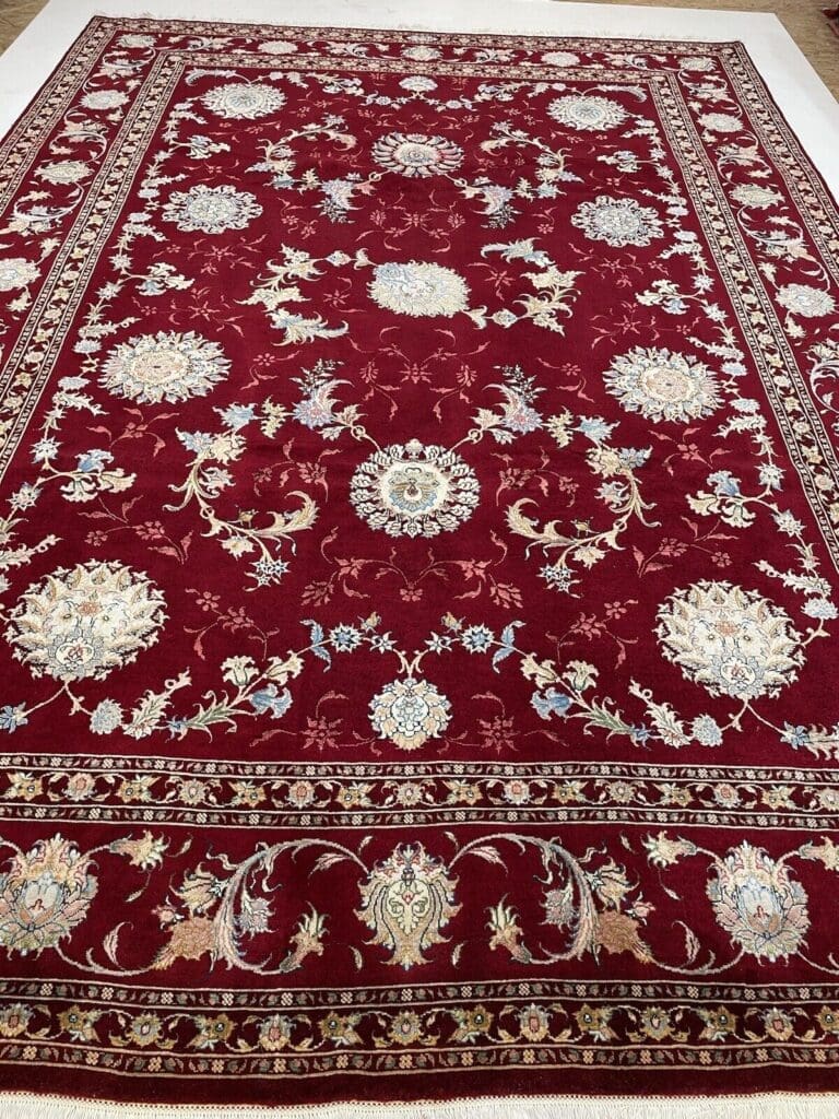 extrem-feiner-tabriz-60-raj-perserteppich-mit-seide-348x248-cm-1-3 Persian Rug Tabriz 348 x 248 cm Silk Hand-knotted