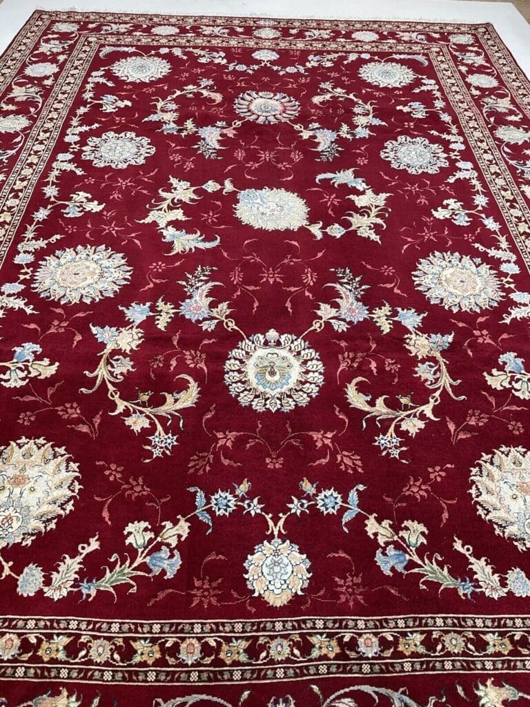 extrem-feiner-tabriz-60-raj-perserteppich-mit-seide-348x248-cm-1-6 Persian Rug Tabriz 348 x 248 cm Silk Hand-knotted