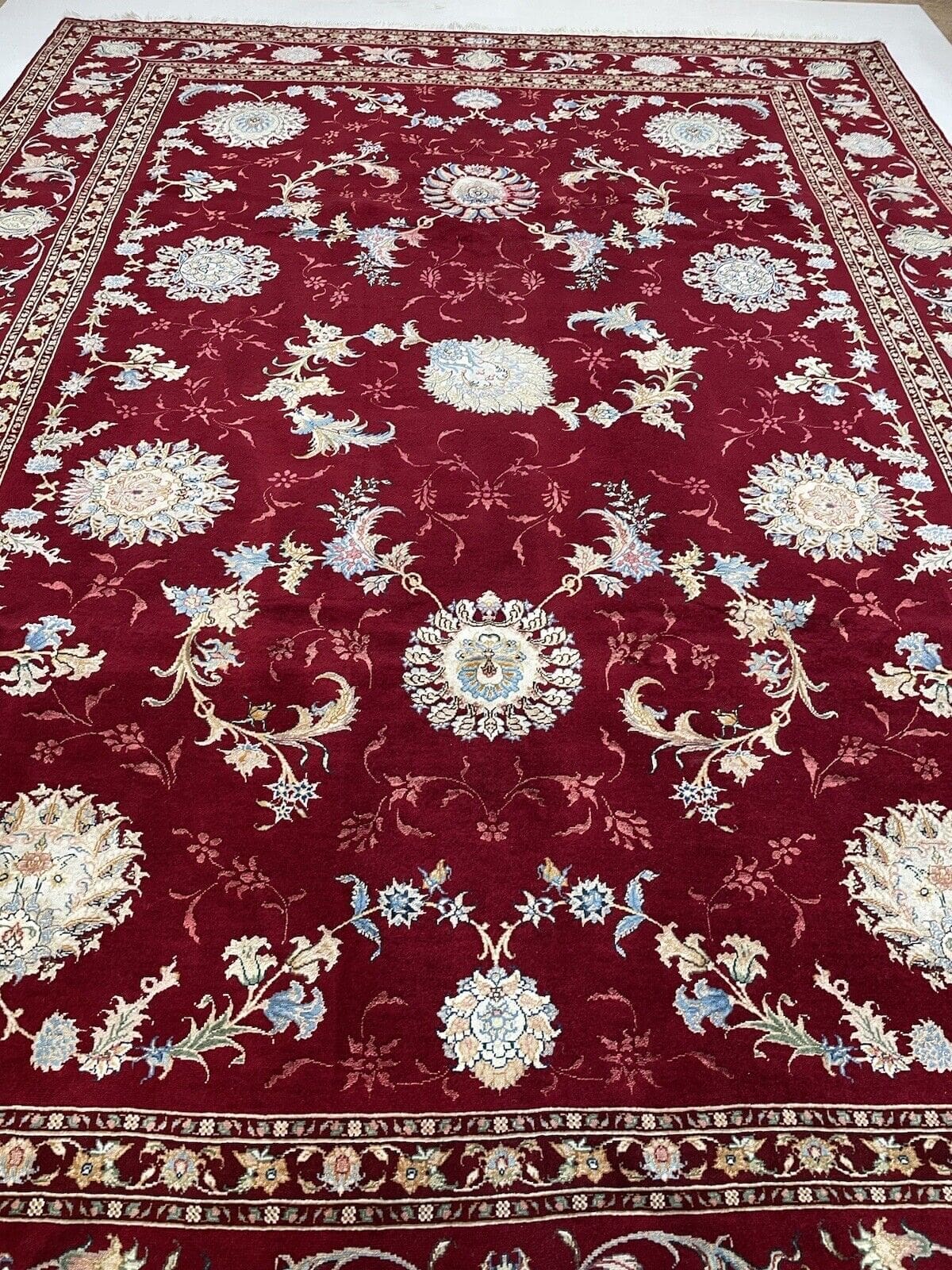 extrem-feiner-tabriz-60-raj-perserteppich-mit-seide-348x248-cm-1-6 Persian Rug Tabriz 348 x 248 cm Silk Hand-knotted