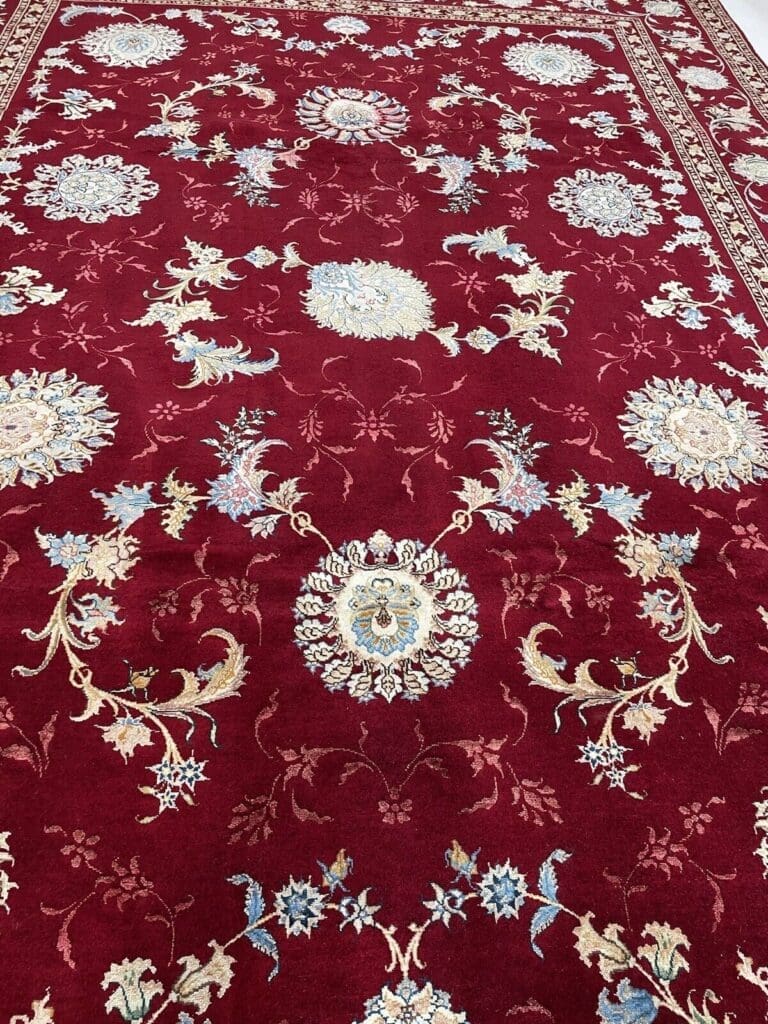 extrem-feiner-tabriz-60-raj-perserteppich-mit-seide-348x248-cm-1-7 Persian Rug Tabriz 348 x 248 cm Silk Hand-knotted
