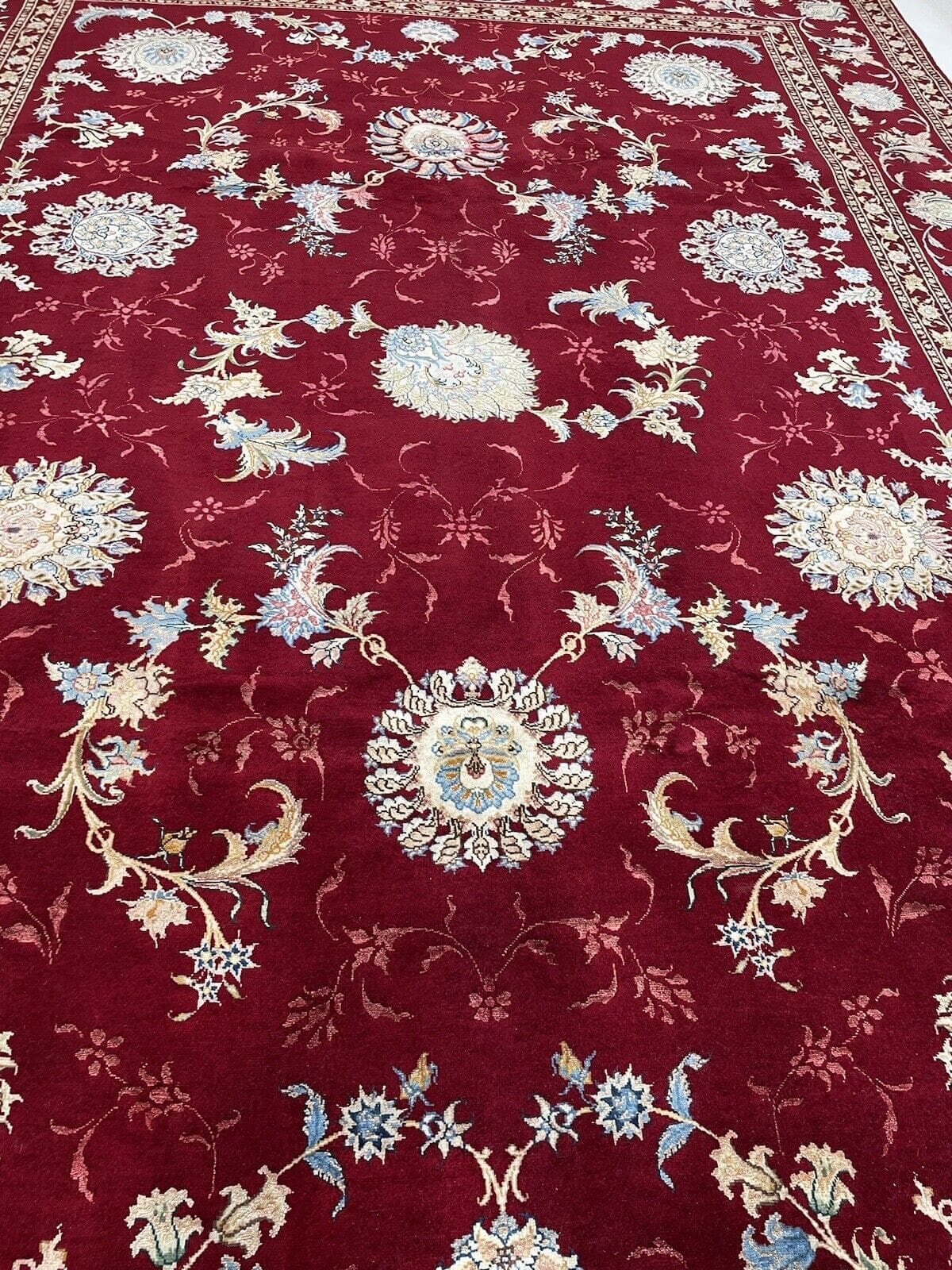 extrem-feiner-tabriz-60-raj-perserteppich-mit-seide-348x248-cm-1-7 Persian Rug Tabriz 348 x 248 cm Silk Hand-knotted