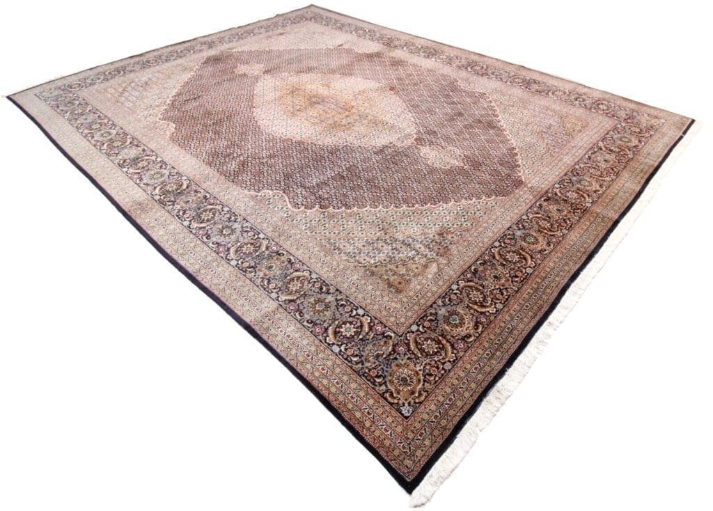 handgeknupfter-tabriz-mahi-50-raj-alt-orientteppich-400-x-302-cm-1-1 Persian Rug Tabriz 400 x 302 cm Wool Hand-knotted