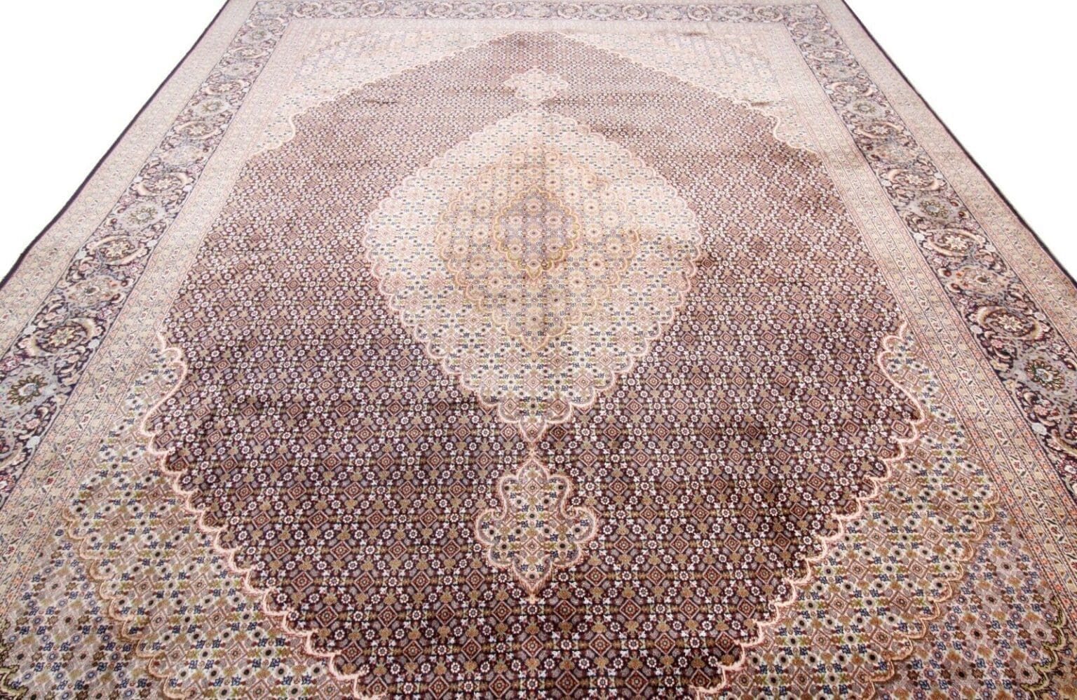 handgeknupfter-tabriz-mahi-50-raj-alt-orientteppich-400-x-302-cm-1-3 Persian Rug Tabriz 400 x 302 cm Wool Hand-knotted