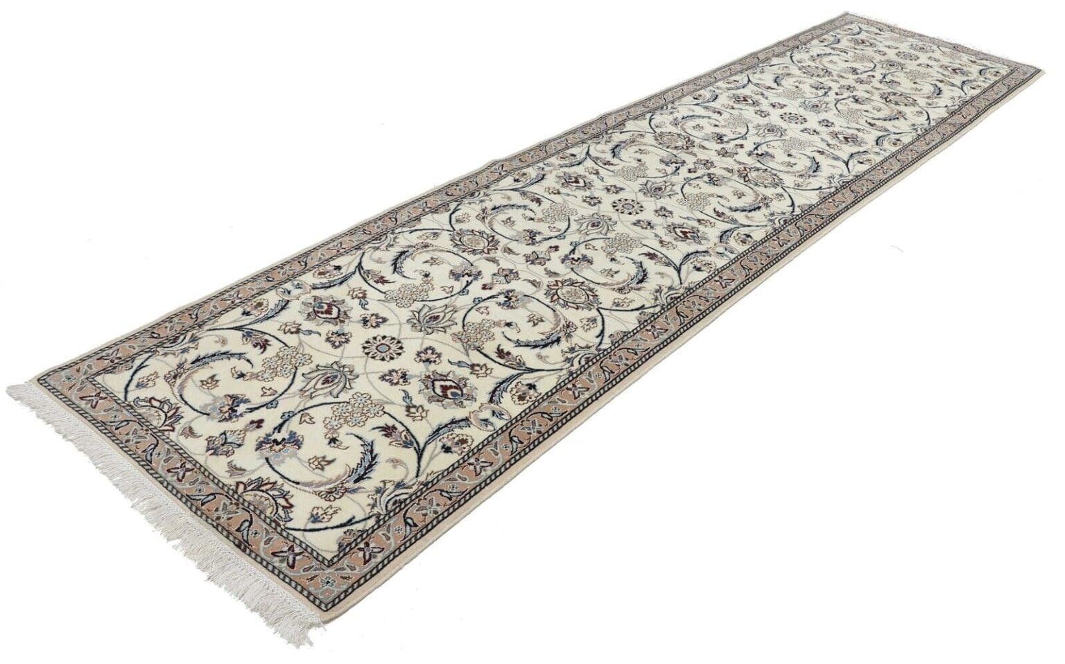 Persian Rug Nain 394 x 98 cm Silk Hand-knotted