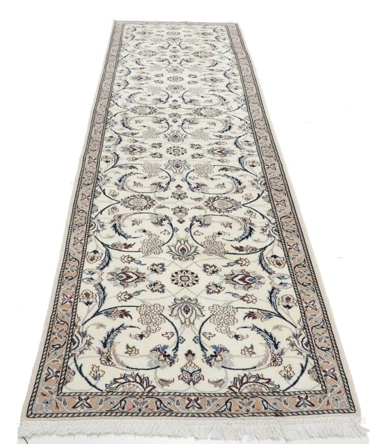 Persian Rug Nain 394 x 98 cm Silk Hand-knotted