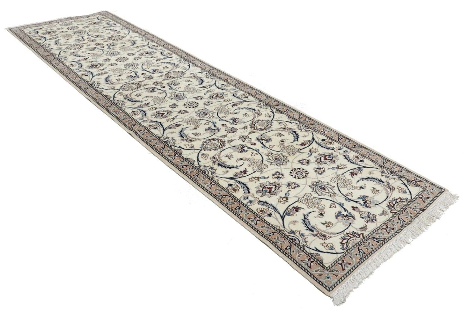 Persian Rug Nain 394 x 98 cm Silk Hand-knotted