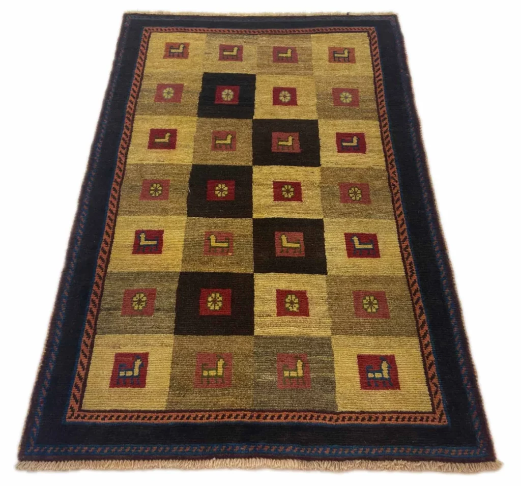 gabbeh-teppich-155-x-102-cm-90000-180000-knoten-m-ausgefallene-muster-1 Persian Rug Fars 155 x 102 cm Wool Hand-knotted