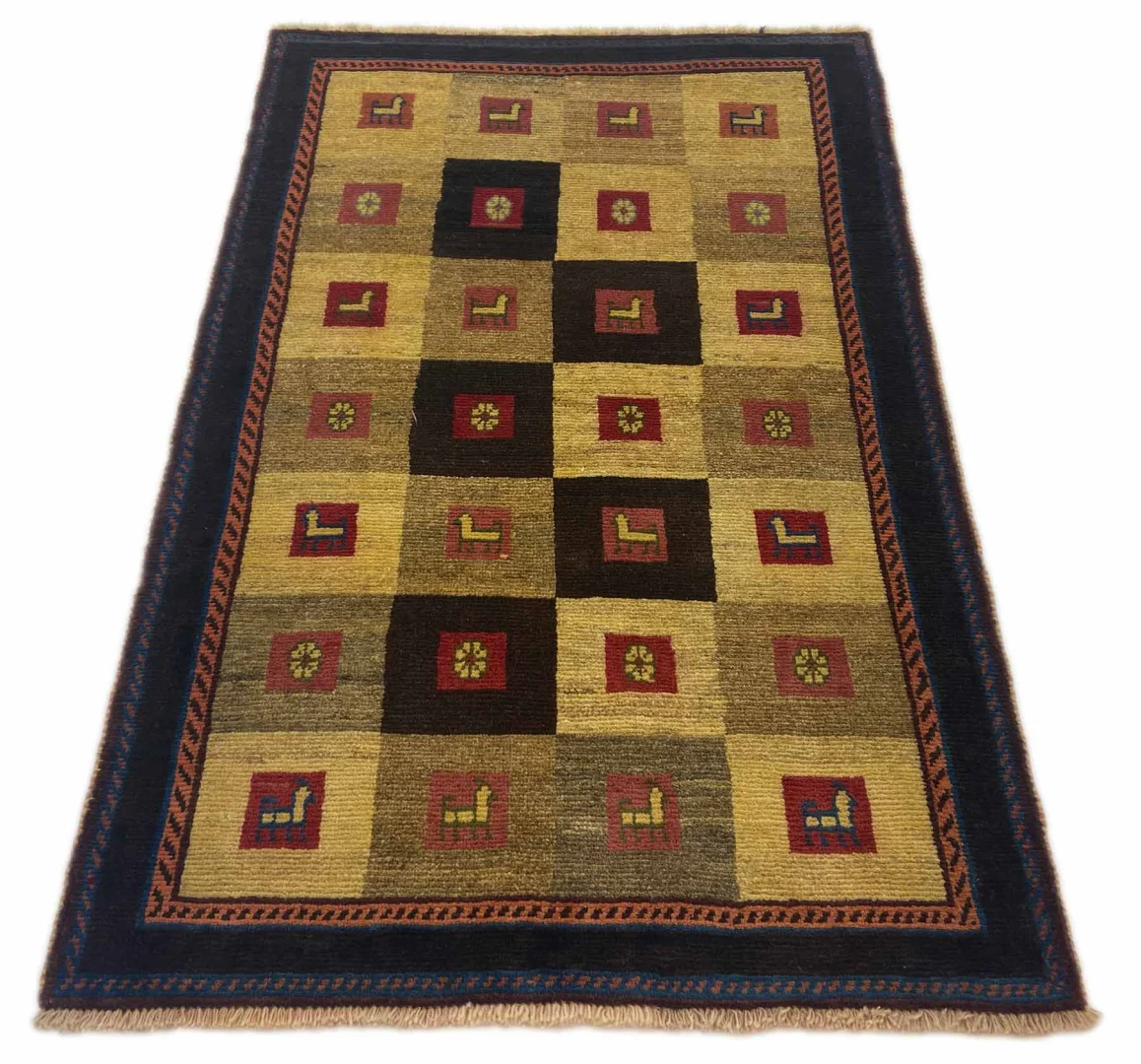 gabbeh-teppich-155-x-102-cm-90000-180000-knoten-m-ausgefallene-muster-1 Persian Rug Fars 155 x 102 cm Wool Hand-knotted