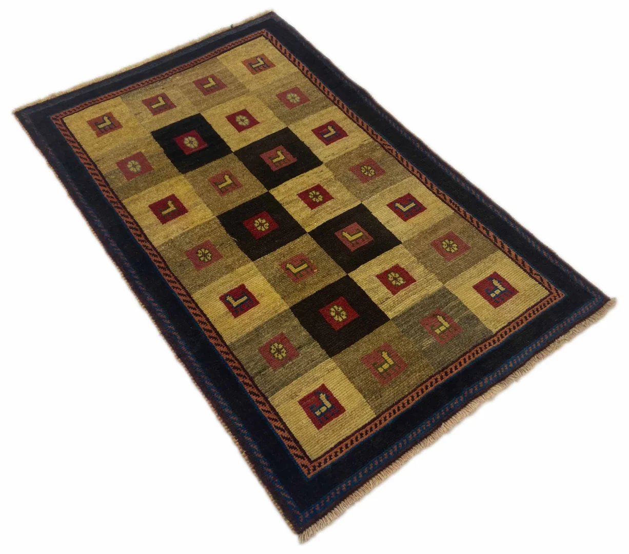 gabbeh-teppich-155-x-102-cm-90000-180000-knoten-m-ausgefallene-muster-2 Persian Rug Fars 155 x 102 cm Wool Hand-knotted