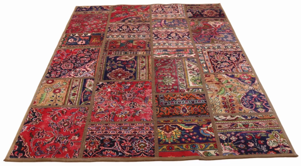 patchwork-teppich-237-x-170-cm-handgeknupfter-perserteppich-mit-1 Persian Rug 237 x 170 cm Hand-knotted