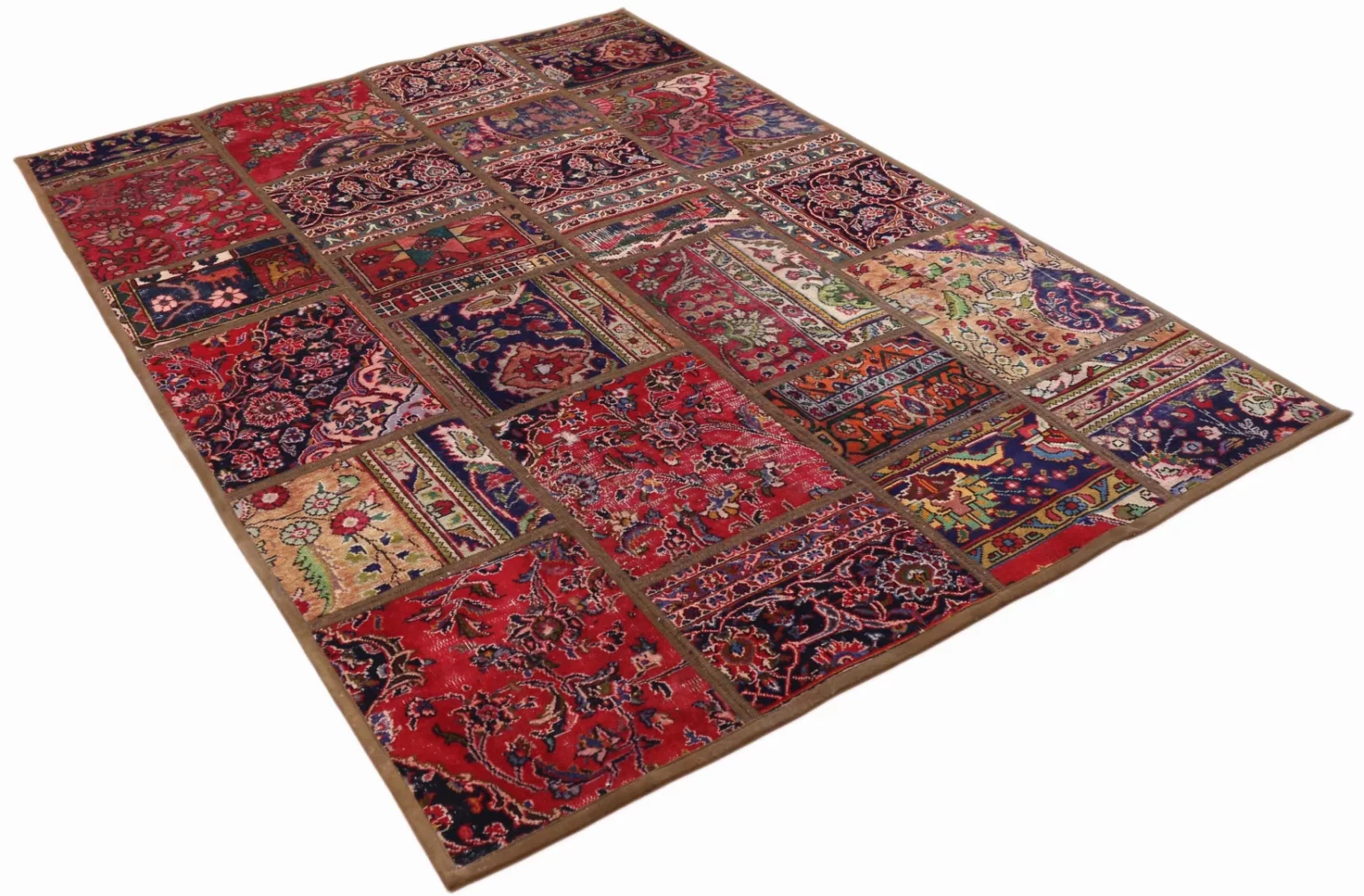 patchwork-teppich-237-x-170-cm-handgeknupfter-perserteppich-mit-2 Persian Rug 237 x 170 cm Hand-knotted