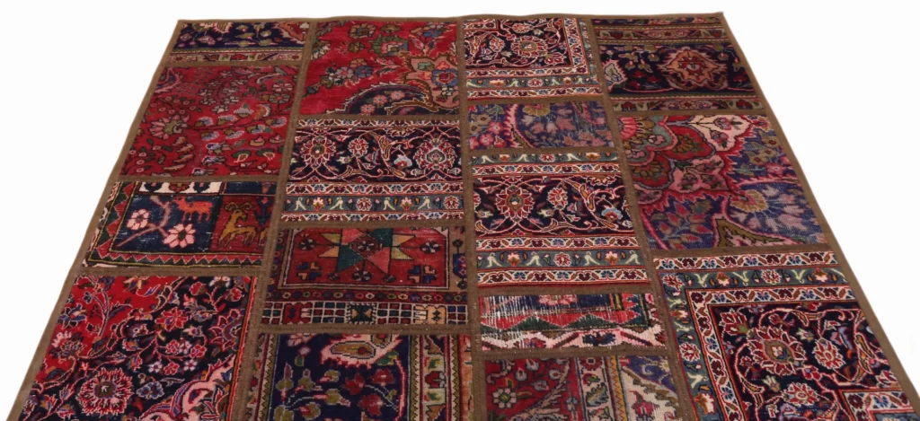 patchwork-teppich-237-x-170-cm-handgeknupfter-perserteppich-mit-3 Persian Rug 237 x 170 cm Hand-knotted