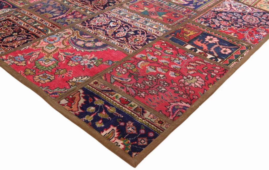 patchwork-teppich-237-x-170-cm-handgeknupfter-perserteppich-mit-4 Persian Rug 237 x 170 cm Hand-knotted