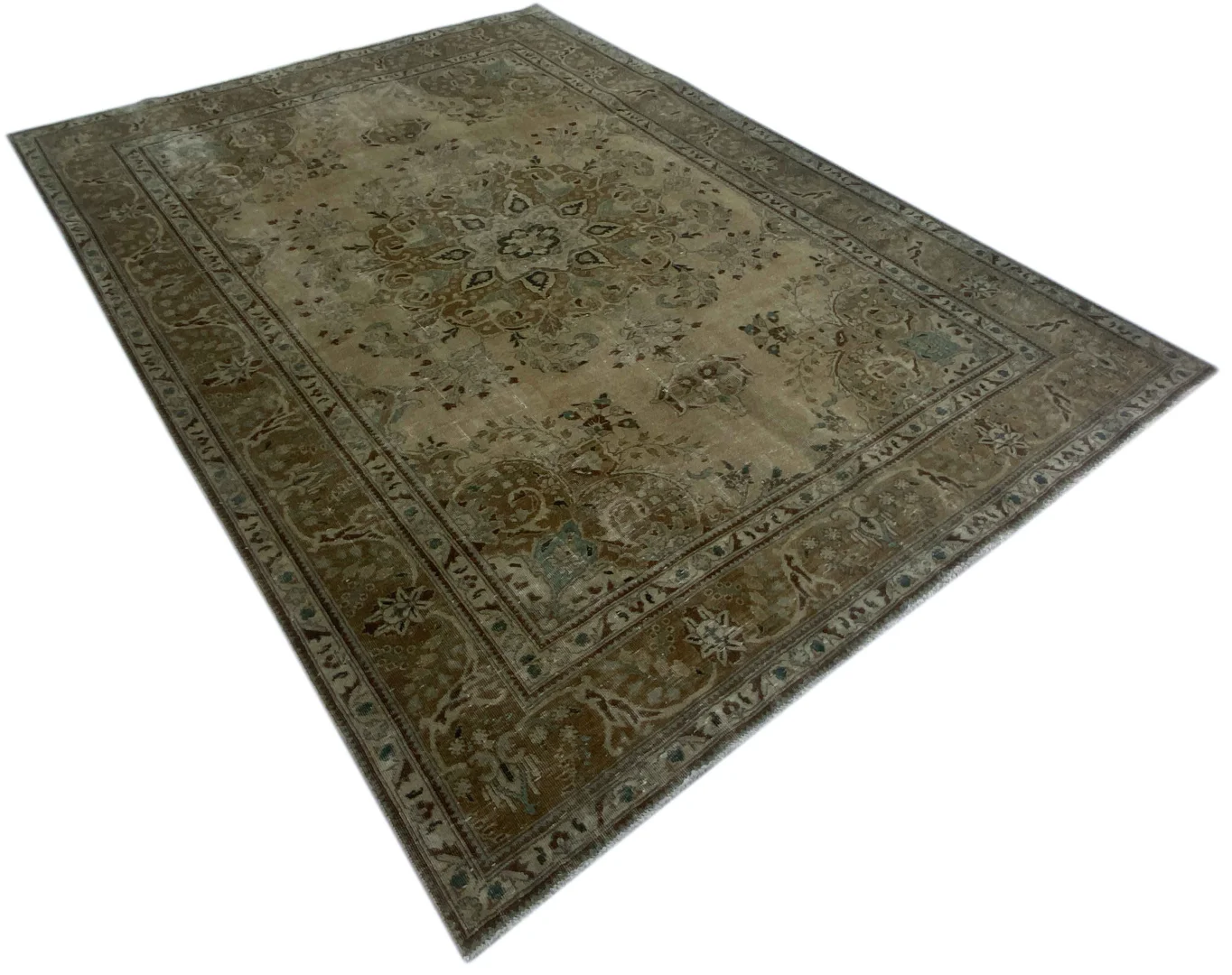vintage-perserteppich-333-x-240-cm-handgeknupft-aufwendig-aufgearbeitet-2 Persian Rug 333 x 240 cm Wool Hand-knotted