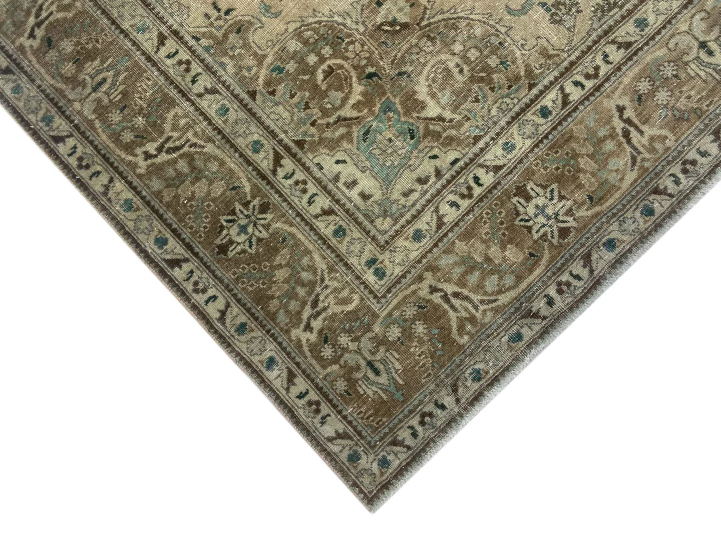 vintage-perserteppich-333-x-240-cm-handgeknupft-aufwendig-aufgearbeitet-3 Persian Rug 333 x 240 cm Wool Hand-knotted