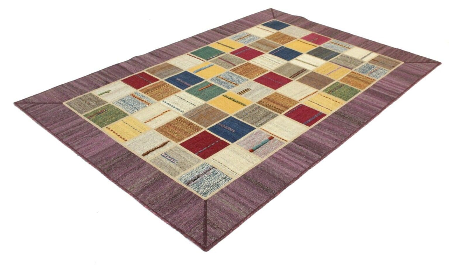 kelim-patchwork-perserteppich-241x161-cm-handgeknupft-neu-1 Oriental Rug 241x161 cm Wool Hand-woven