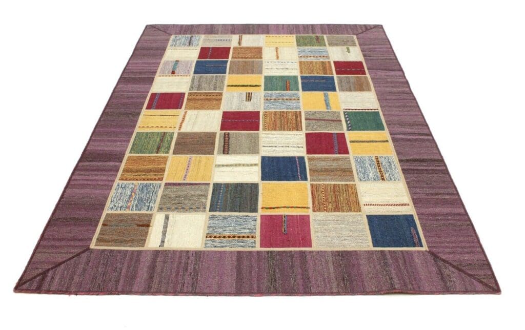 kelim-patchwork-perserteppich-241x161-cm-handgeknupft-neu-3 Oriental Rug 241x161 cm Wool Hand-woven