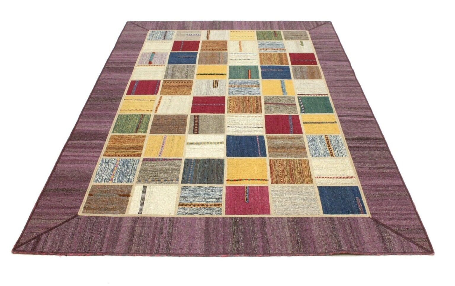 kelim-patchwork-perserteppich-241x161-cm-handgeknupft-neu-3 Oriental Rug 241x161 cm Wool Hand-woven
