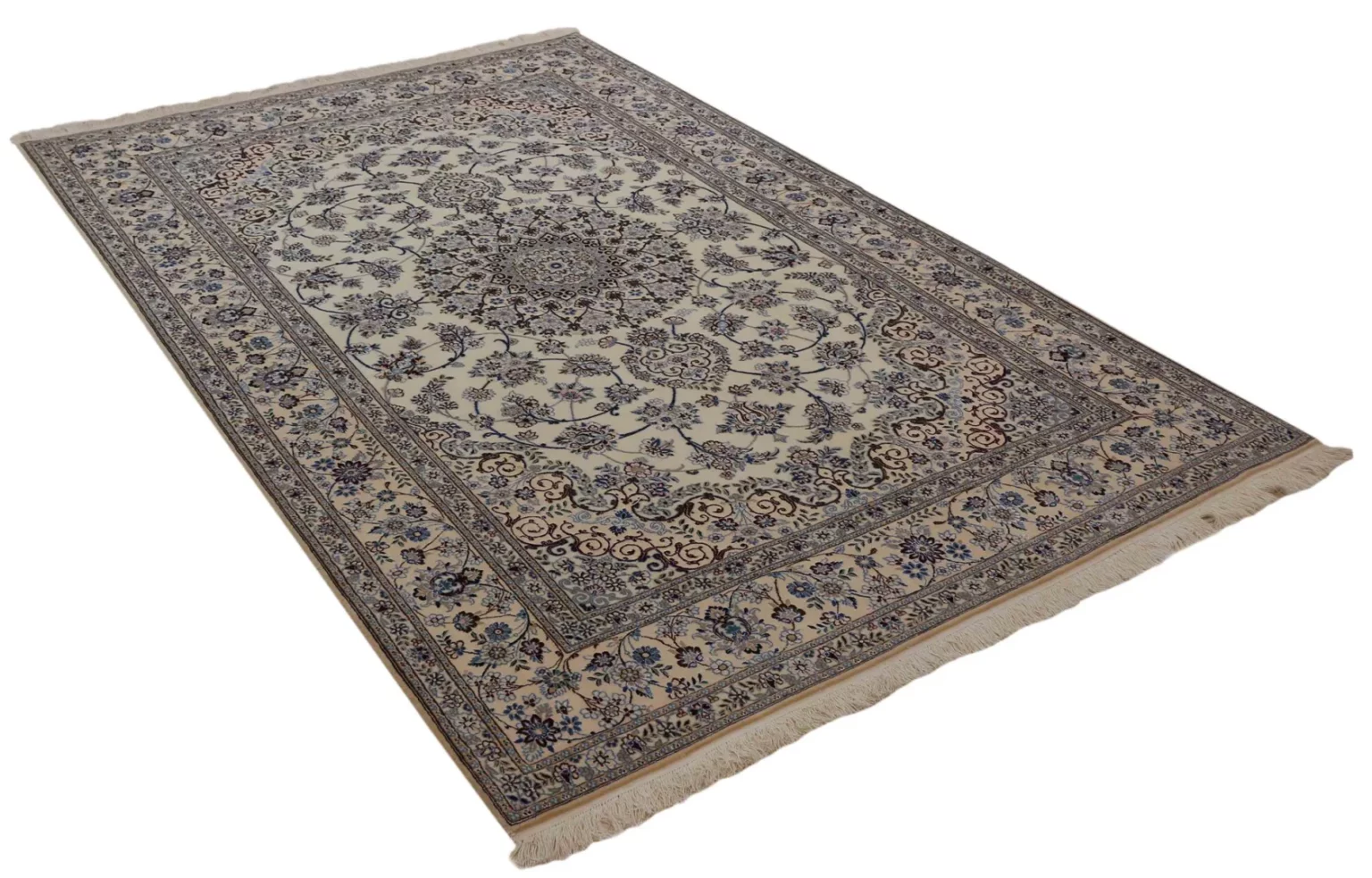 nain-6la-teppich-250-x-156-cm-handgeknupft-florales-design-orientteppich-2 Persian Rug Nain 250 x 156 cm Wool Hand-knotted