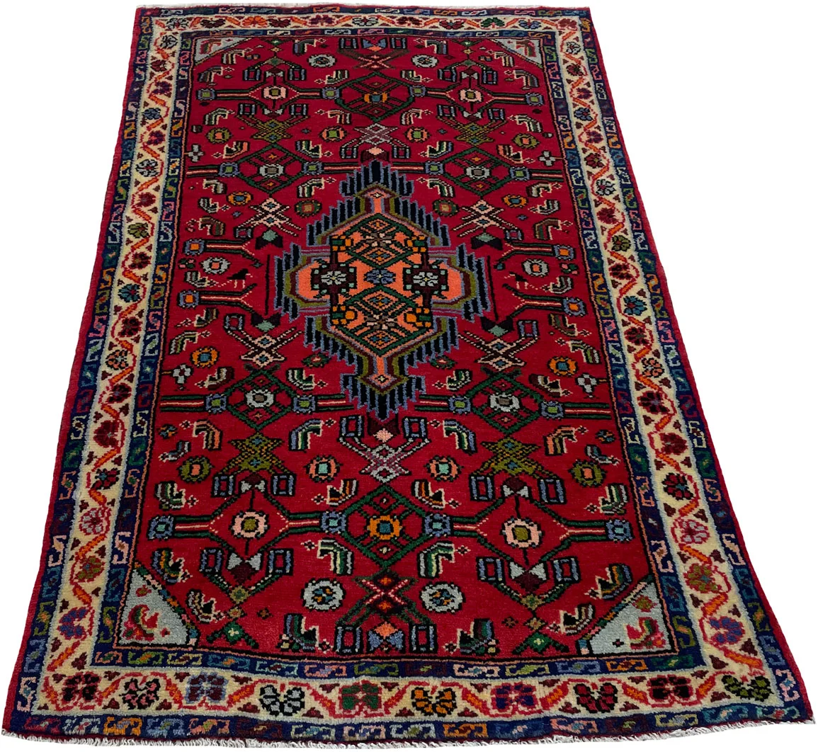 handgeknupfter-hamadan-teppich-125x77-cm-100000-knoten-orientteppich-4 Persian Rug Hamadan 125 x 77 cm Wool Hand-knotted