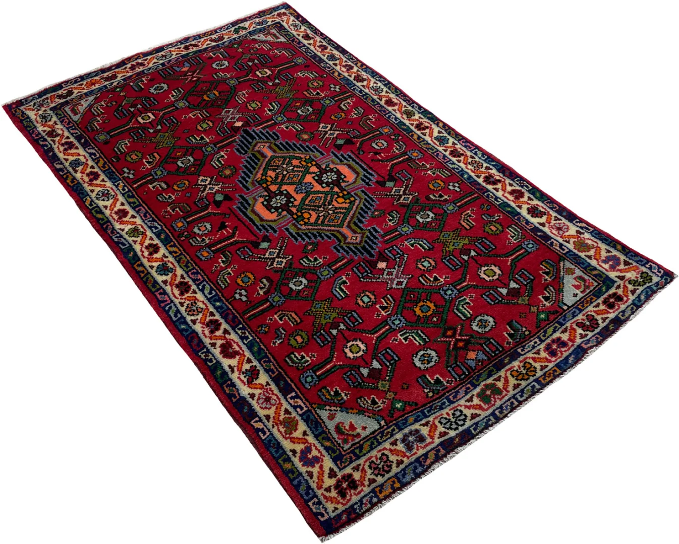handgeknupfter-hamadan-teppich-125x77-cm-100000-knoten-orientteppich-5 Persian Rug Hamadan 125 x 77 cm Wool Hand-knotted