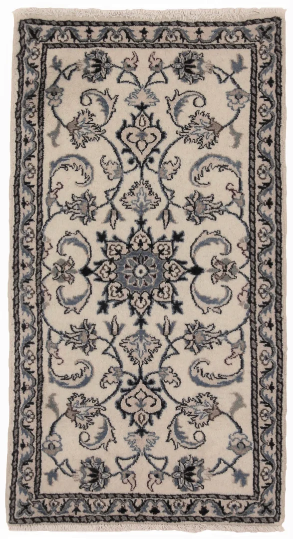 nain-teppich-133x73-cm-9-lah-florales-muster-handgeknupft-perserteppich Persian Rug Nain 133 x 73 cm Wool Hand-knotted