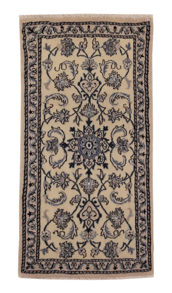 nain-teppich-134-x-69-cm-9-lah-florales-muster-handgeknupft Persian Rug Nain 134 x 69 cm Wool Hand-knotted