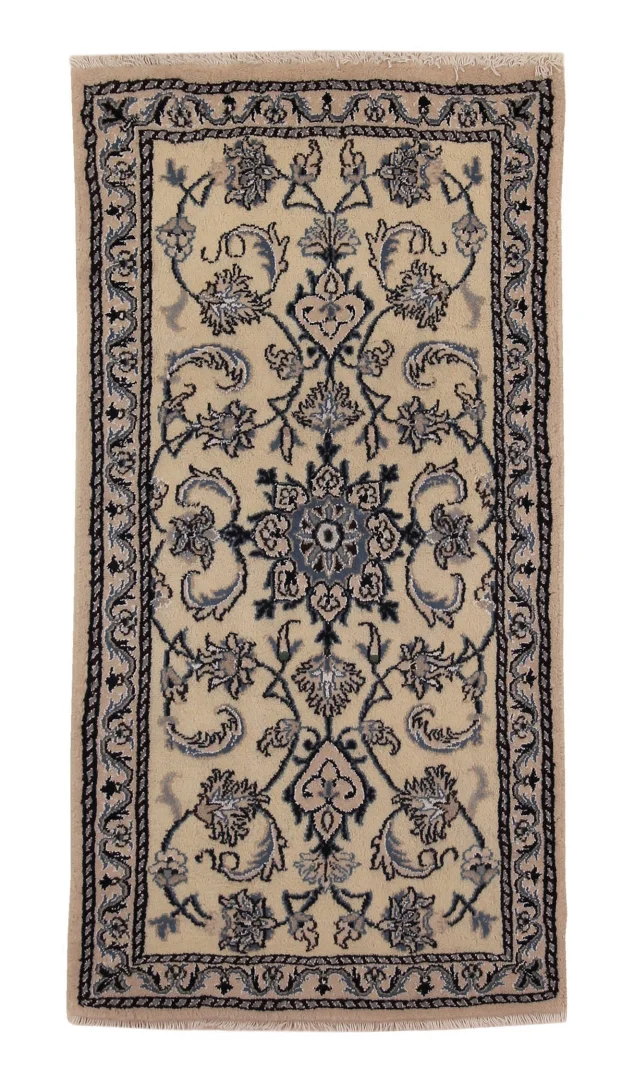 nain-teppich-134-x-69-cm-9-lah-florales-muster-handgeknupft Persian Rug Nain 134 x 69 cm Wool Hand-knotted