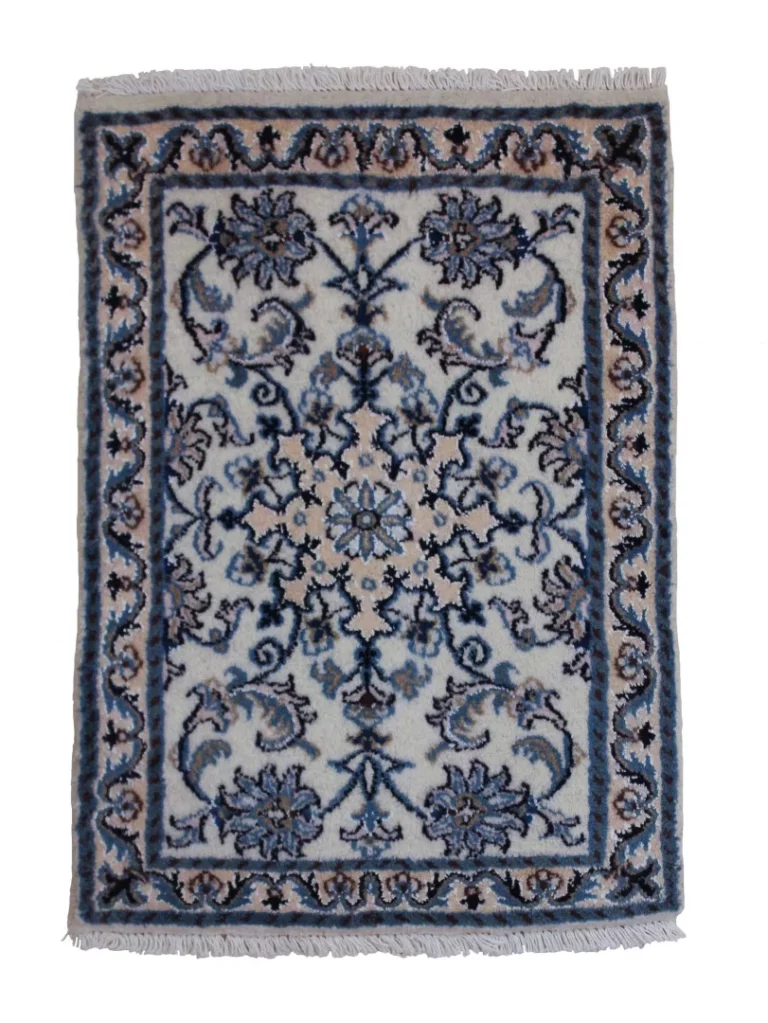eleganter-nain-teppich-90-x-60-cm-4-lah-handgeknupft-fur-teppiche Persian Rug Nain 90 x 60 cm Wool Hand-knotted