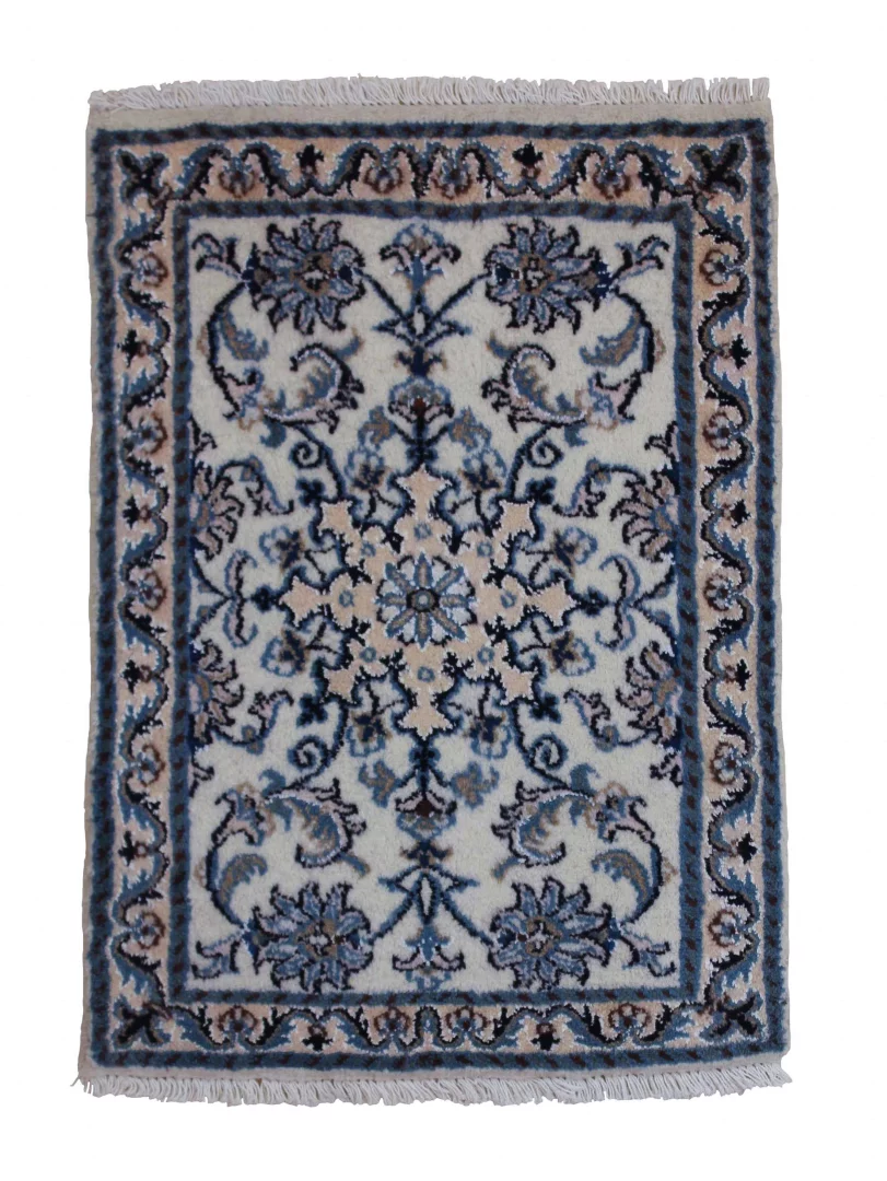 eleganter-nain-teppich-90-x-60-cm-4-lah-handgeknupft-fur-teppiche Persian Rug Nain 90 x 60 cm Wool Hand-knotted
