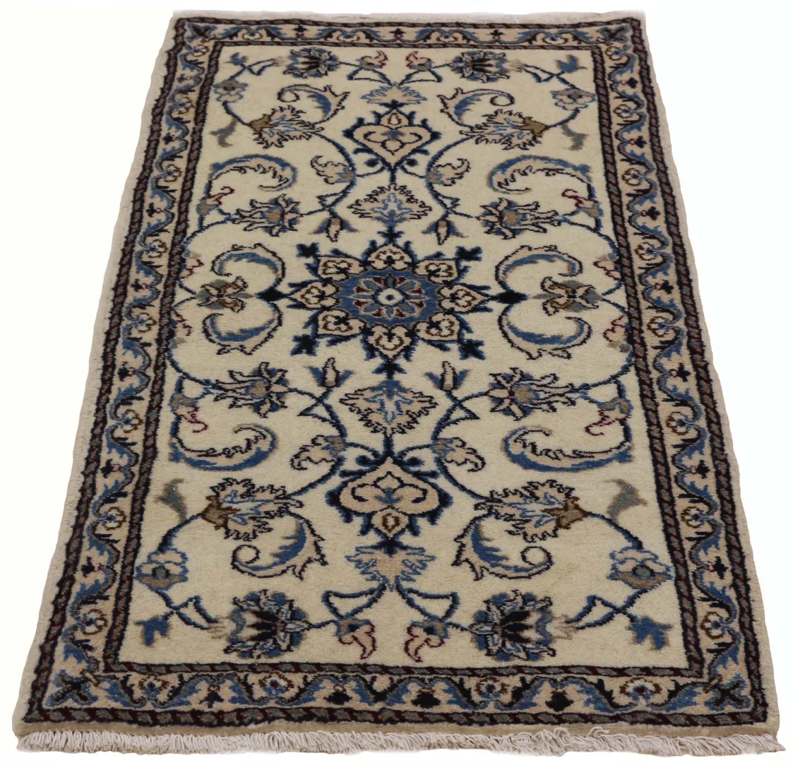 nain-teppich-133x73-cm-florales-muster-handgeknupft-perserteppich Persian Rug Nain 133 x 73 cm Wool Hand-knotted