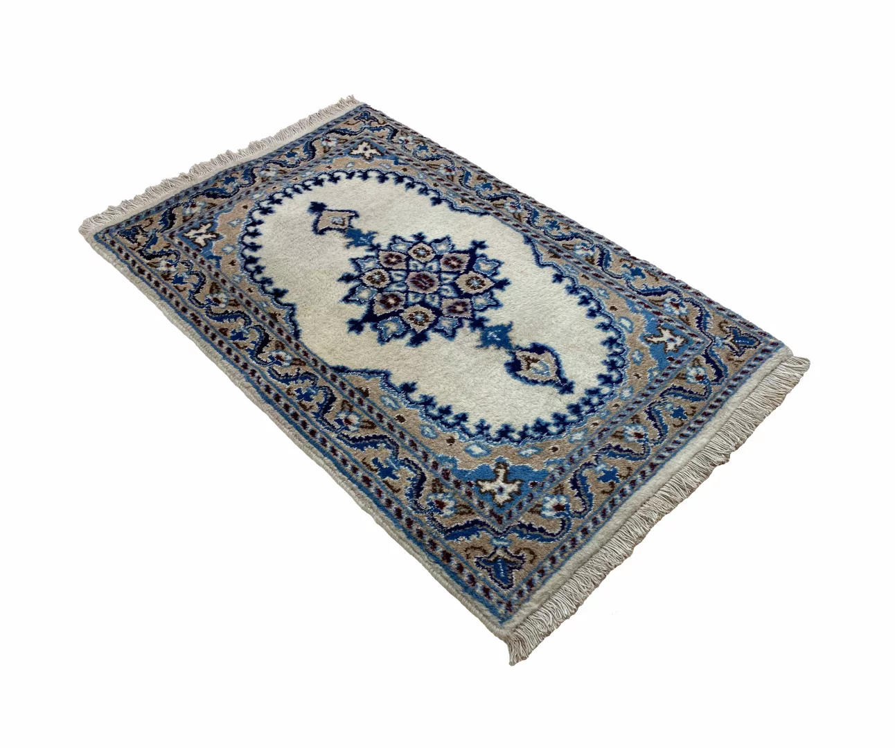 nain-teppich-90-x-60-cm-florales-design-handgeknupft-fur-teppiche-9 Persian Rug Nain 90 x 60 cm Wool Silk Hand-knotted