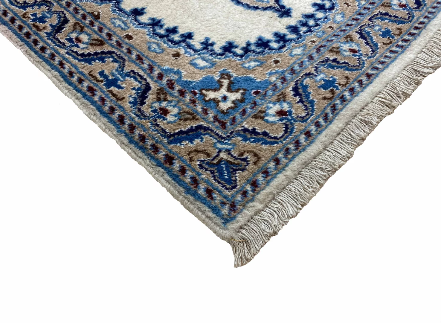 nain-teppich-90-x-60-cm-florales-design-handgeknupft-fur-teppiche-10 Persian Rug Nain 90 x 60 cm Wool Silk Hand-knotted