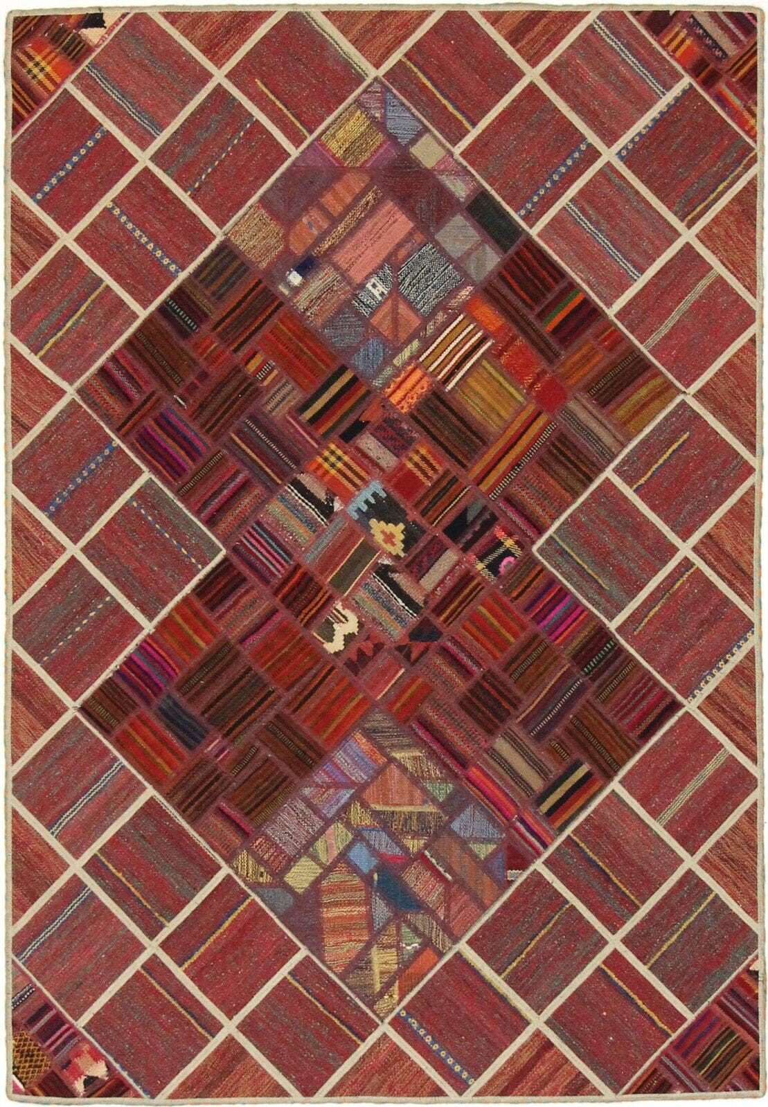 original-handgewebter-kelim-patchwork-197-x-138-cm-orientteppich Oriental Rug 197 x 138 cm Wool Hand-woven