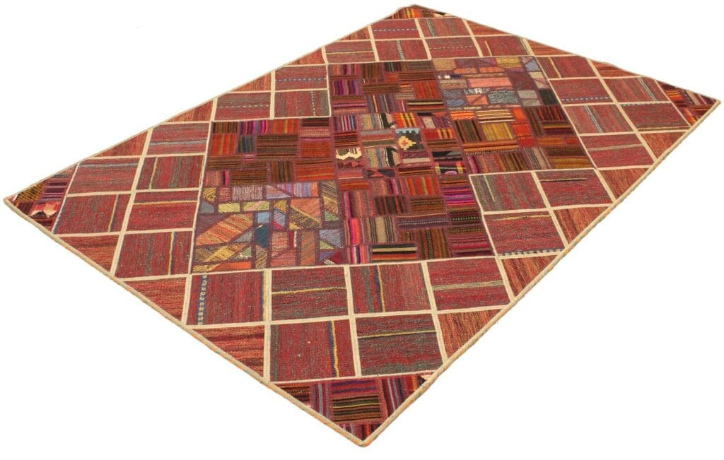 original-handgewebter-kelim-patchwork-197-x-138-cm-orientteppich-1 Oriental Rug 197 x 138 cm Wool Hand-woven