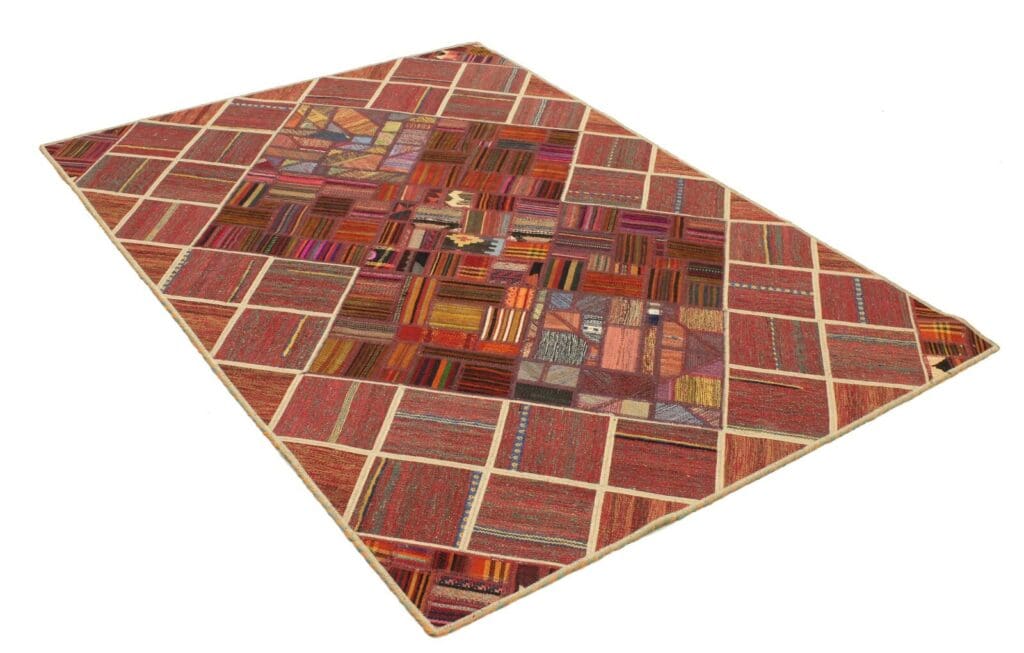 original-handgewebter-kelim-patchwork-197-x-138-cm-orientteppich-2 Oriental Rug 197 x 138 cm Wool Hand-woven