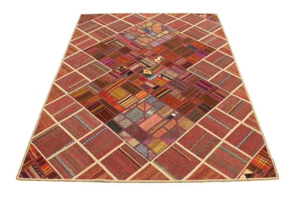 original-handgewebter-kelim-patchwork-197-x-138-cm-orientteppich-3 Oriental Rug 197 x 138 cm Wool Hand-woven