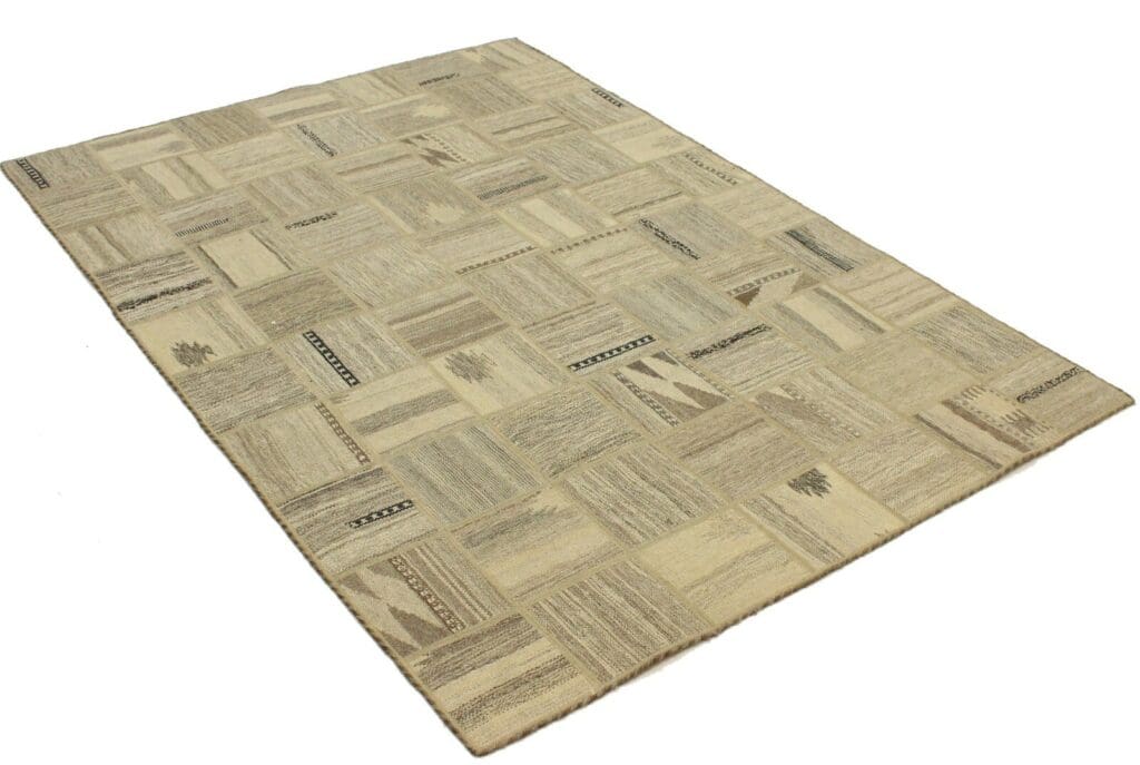 original-handgewebter-kelim-patchwork-198x155-cm-neu-orientteppich-2 Oriental Rug 198x155 cm Wool Hand-woven