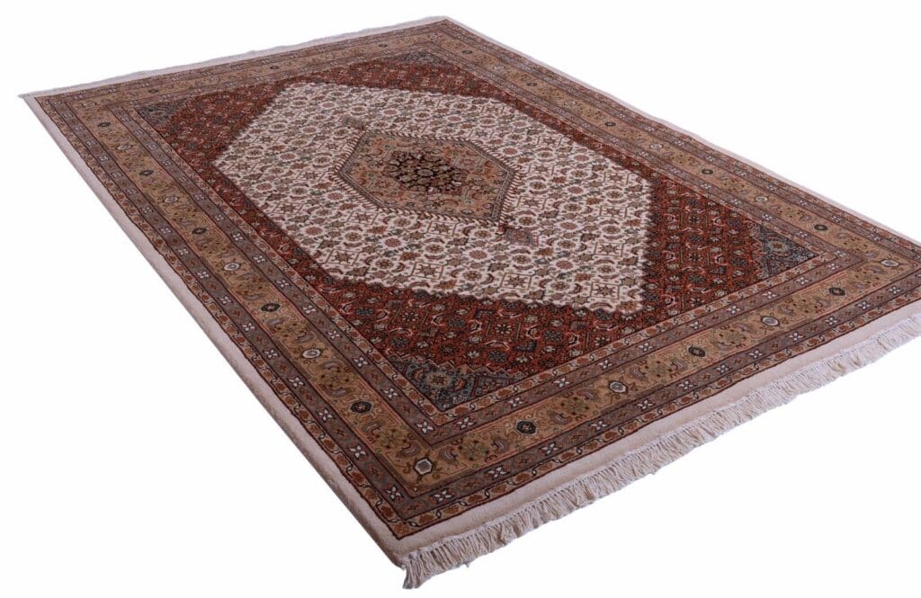 orientteppich-bidjar-165000-knoten-geometrisches-muster-beige-handgeknupft-1 Oriental Rug Bijar Wool Hand-knotted