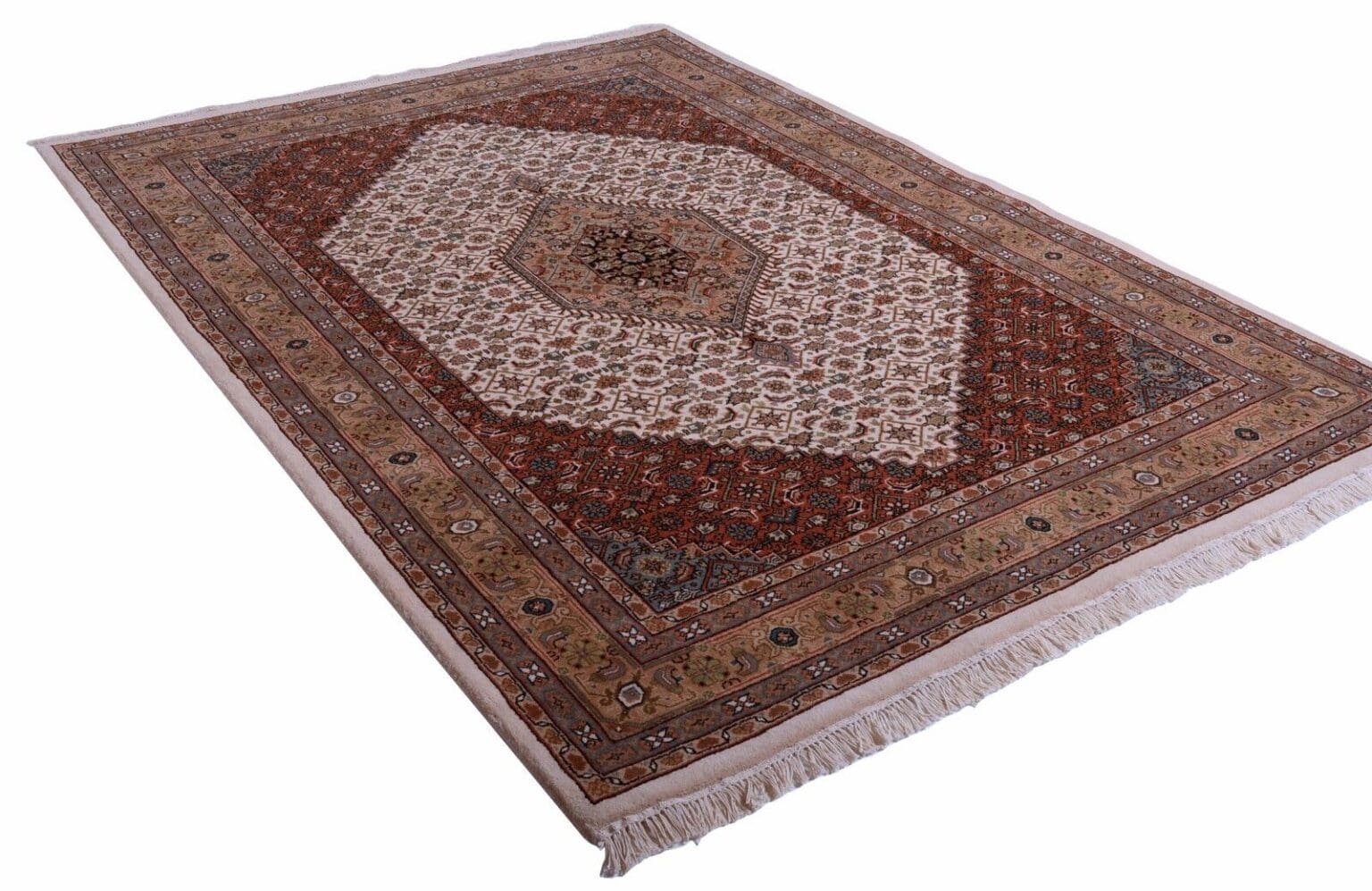 orientteppich-bidjar-165000-knoten-geometrisches-muster-beige-handgeknupft-1 Oriental Rug Bijar Wool Hand-knotted