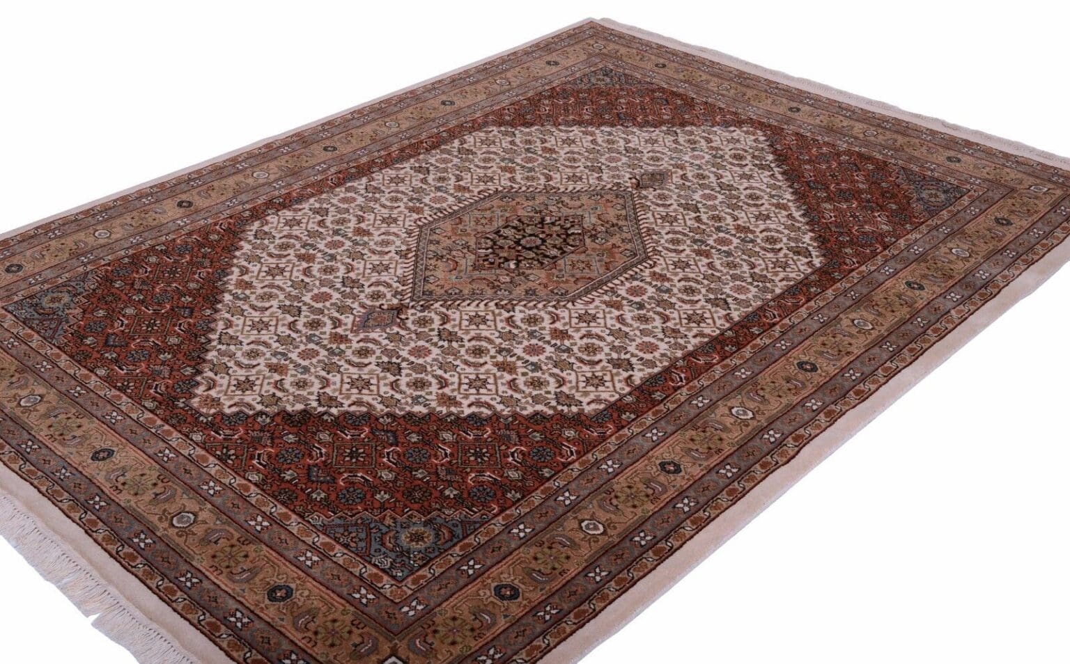 orientteppich-bidjar-165000-knoten-geometrisches-muster-beige-handgeknupft-3 Oriental Rug Bijar Wool Hand-knotted