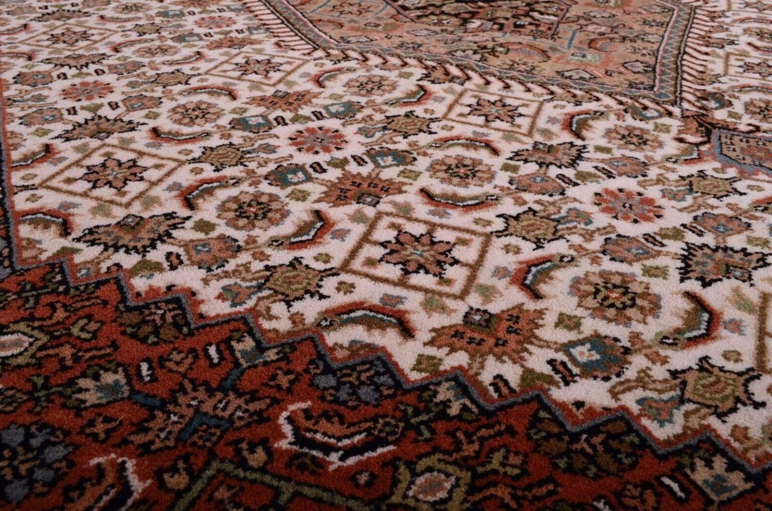 orientteppich-bidjar-165000-knoten-geometrisches-muster-beige-handgeknupft-7 Oriental Rug Bijar Wool Hand-knotted