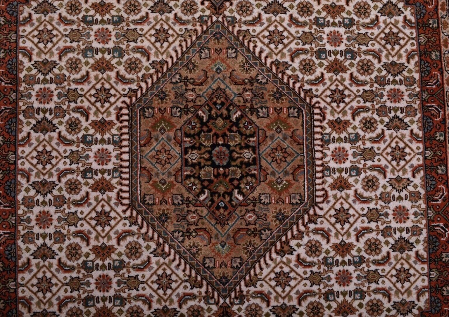 orientteppich-bidjar-165000-knoten-geometrisches-muster-beige-handgeknupft-10 Oriental Rug Bijar Wool Hand-knotted