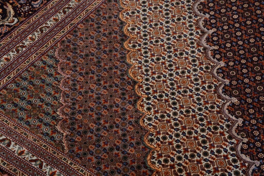 handgeknupfter-orientteppich-tabriz-395x300-cm-550000-knoten-blau-6 Persian Rug Tabriz 395 x 300 cm Wool Hand-knotted