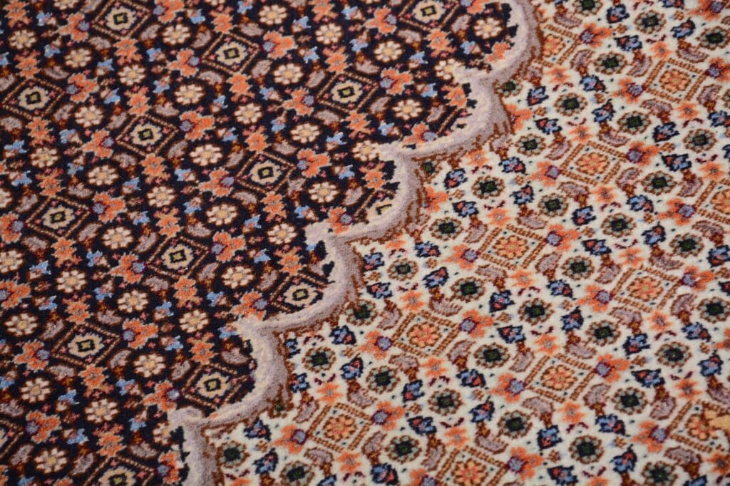 handgeknupfter-orientteppich-tabriz-395x300-cm-550000-knoten-blau-8 Persian Rug Tabriz 395 x 300 cm Wool Hand-knotted