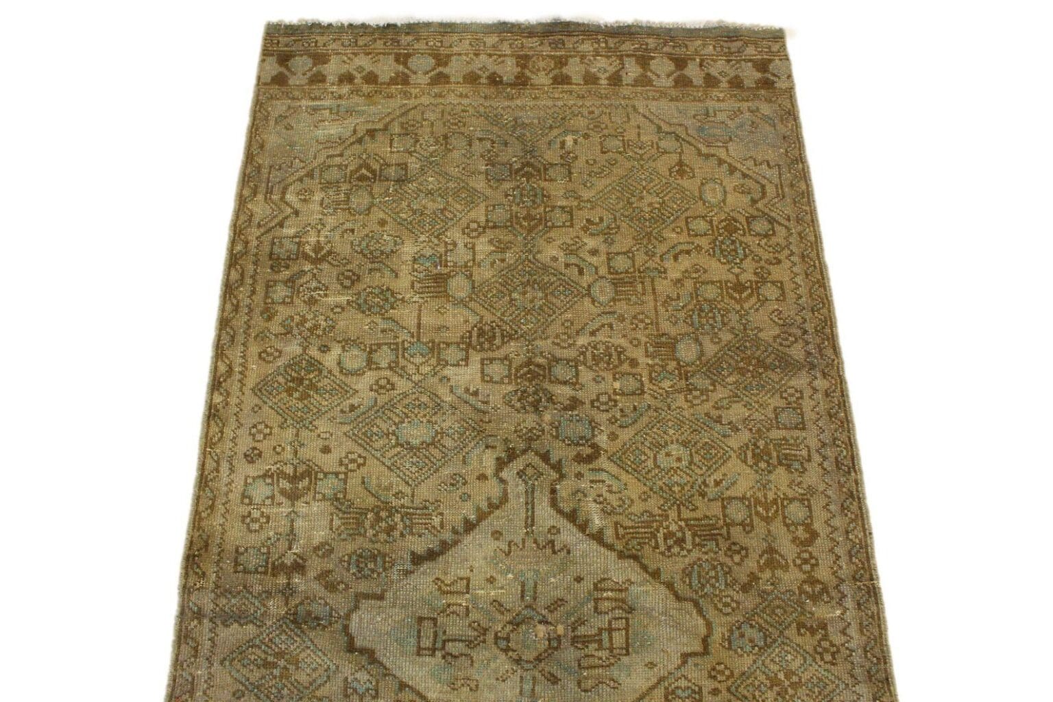 vintage-orientteppich-232x104-cm-beige-handgeknupft-unikat-3 Oriental Rug 232x104 cm Wool Hand-knotted