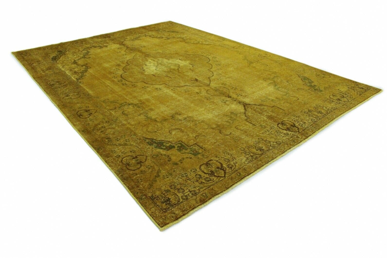 handgearbeiteter-orientteppich-382x279-cm-gelb-vintage-handgeknupft-1 Handmade Wool Oriental Rug, 384 × 282 cm