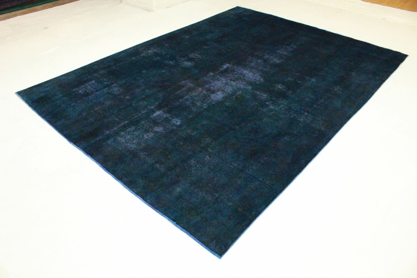 vintage-orientteppich-blau-turkis-388x279-cm-handgeknupft-3 Handmade Wool Oriental Rug, 386 × 280 cm
