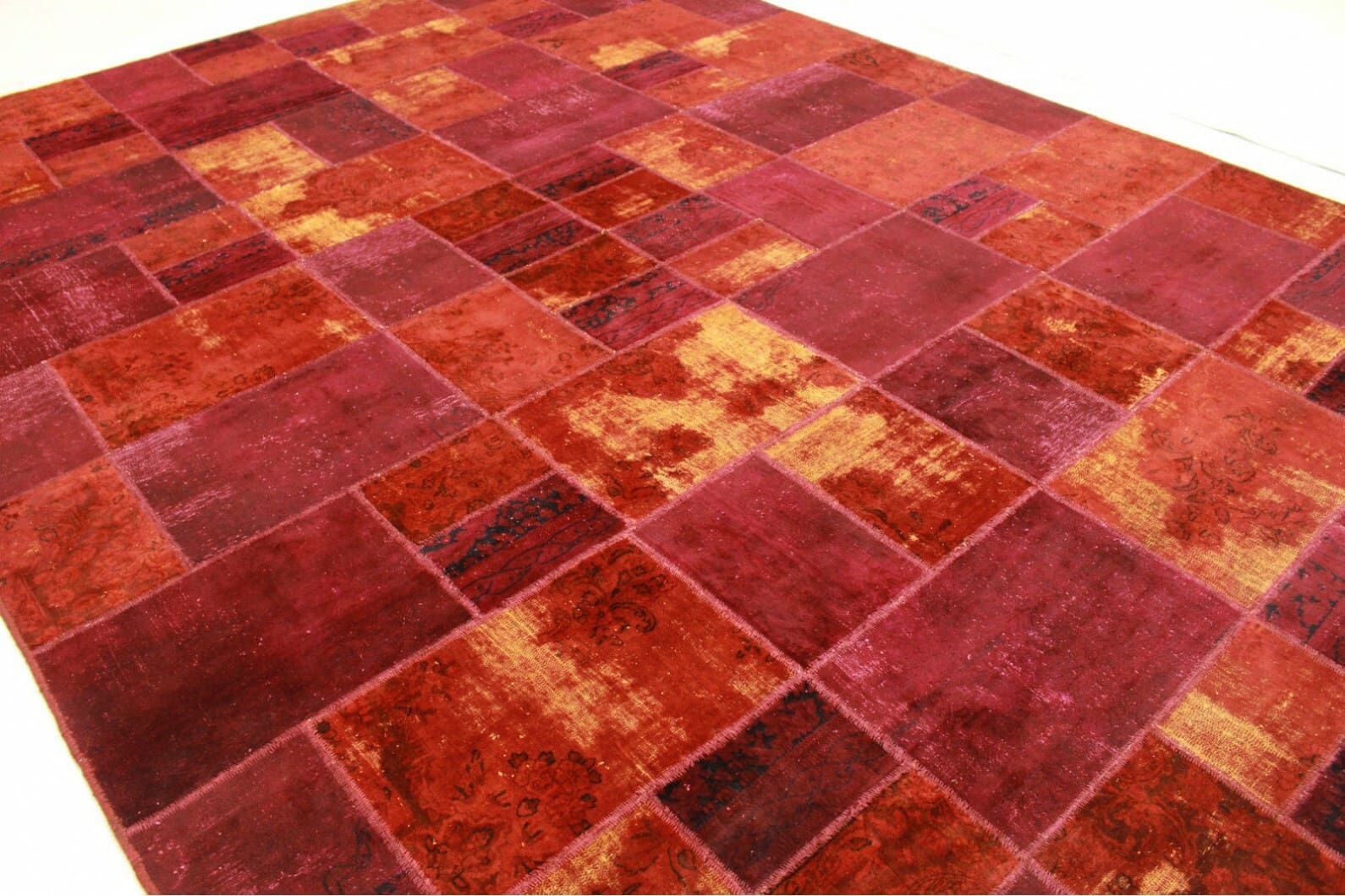 patchwork-teppich-rot-403x301cm-handgeknupft-stilvoller-akzent-2 Handmade Wool Oriental Rug, 403 × 300 cm